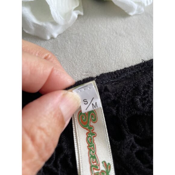 Shoreline Black Long-Sleeve Crochet & Lace Boho Blouse Whimsigoth - Picture 8 of 12